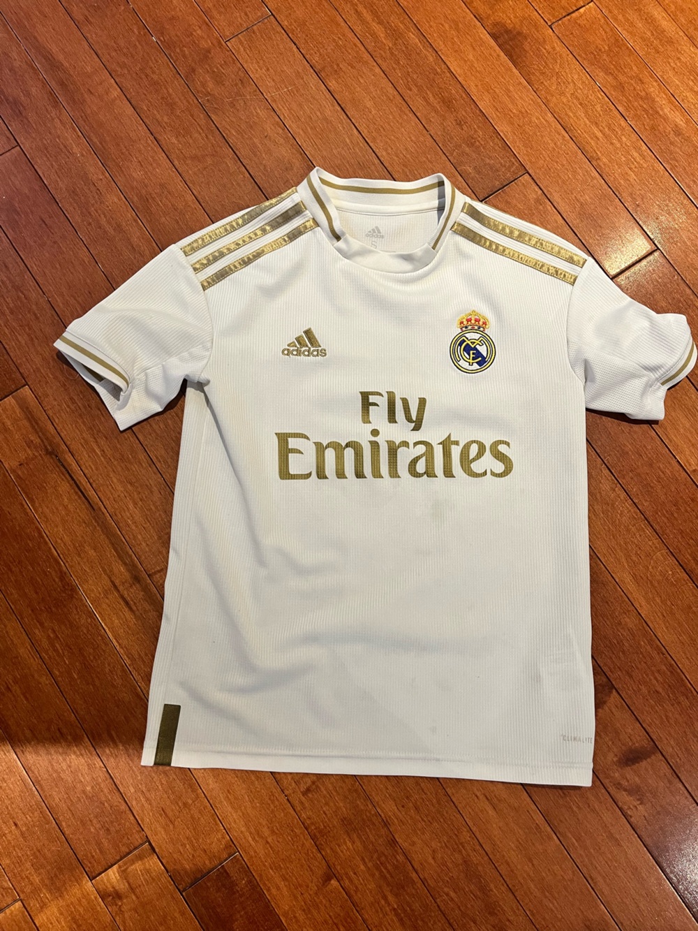 adidas Real Madrid Kids White Jersey with Gold Accents